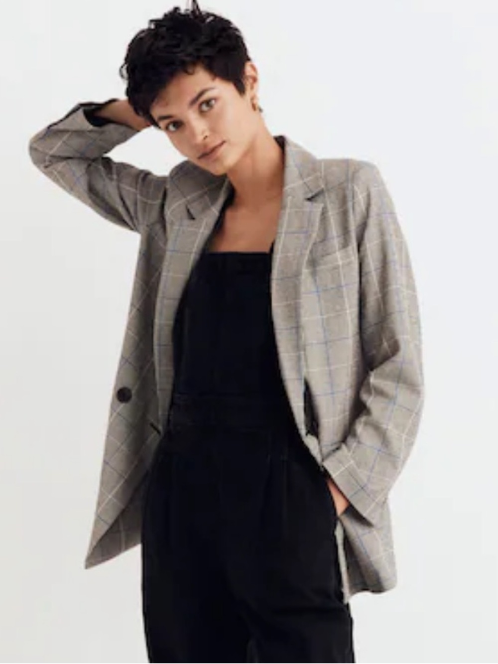 Madewell Caldwell double breasted blazer jacket Palmyra Plaid EUC